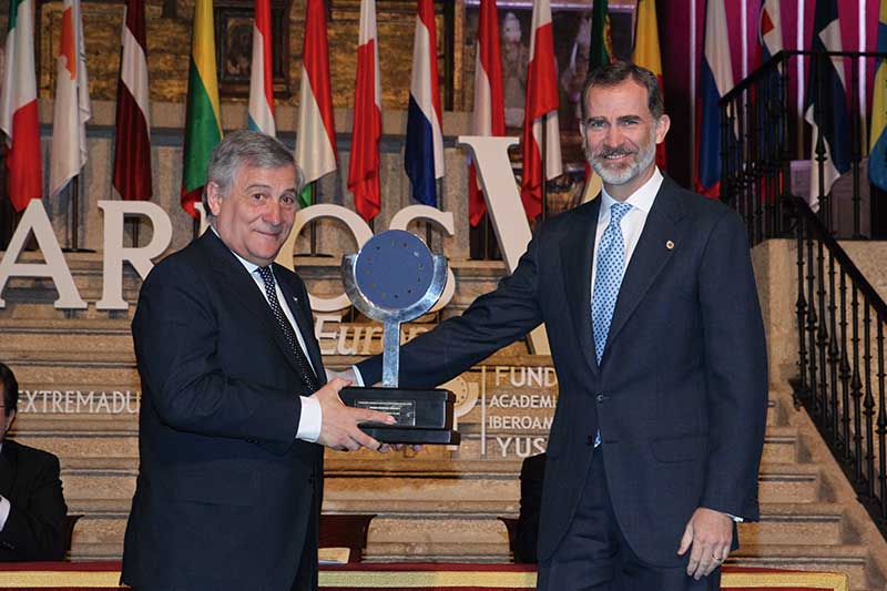 Antonio Tajani recibe el Premio Europeo Carlos V. Grada 124. Fundación Yuste