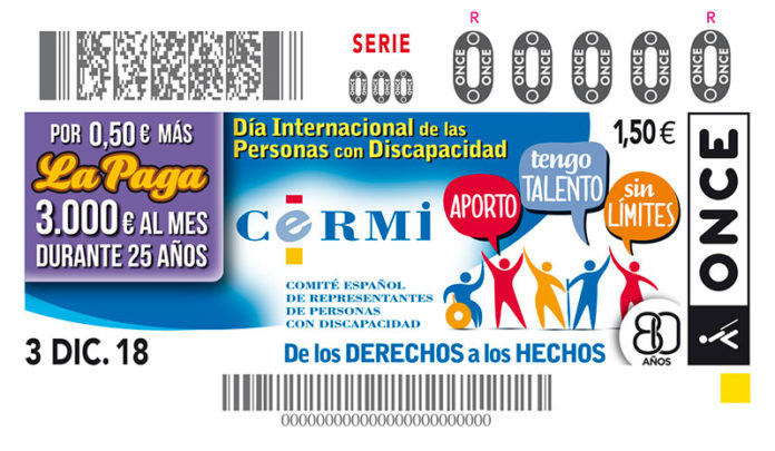 La ONCE lleva el Día Internacional de las Personas con Discapacidad en 5,5 millones de cupones