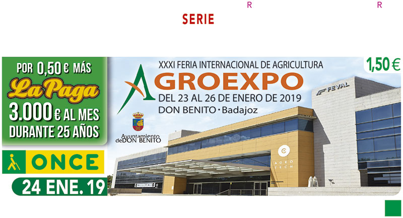 El cupón de la ONCE pone en valor la trigésimo primera edición de Agroexpo, Feria Internacional de Agricultura