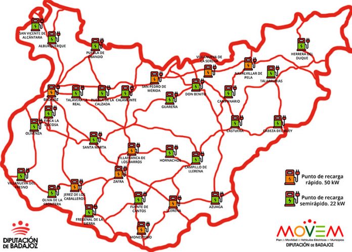 La provincia de Badajoz contará con una red pública de puntos de recarga para vehículos eléctricos