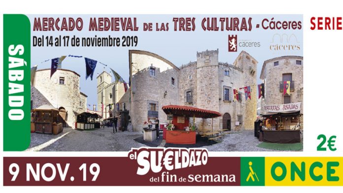 El Mercado Medieval de las Tres Culturas de Cáceres protagoniza el cupón de hoy la ONCE