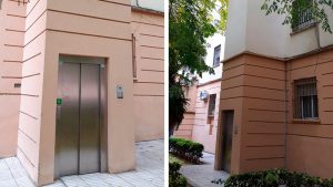 Varios edificios de viviendas de Badajoz mejoran su accesibilidad mediante ascensores exteriores