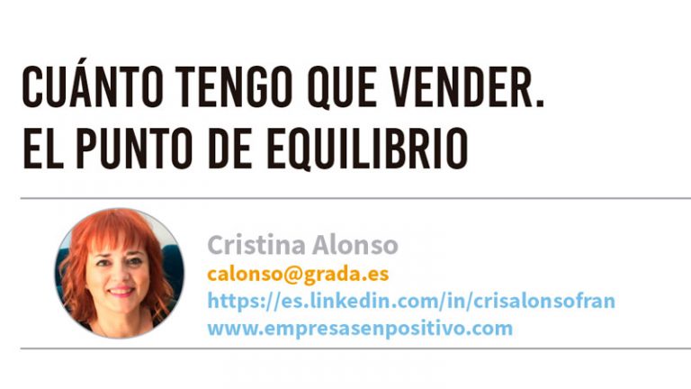 Cuánto tengo que vender. El punto de equilibrio. Grada 143. Cristina Alonso