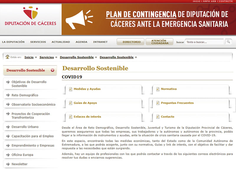 La Diputación de Cáceres mantiene activo el plan de contingencia ‘Coronavirus SARS-CoV2’. Grada 145
