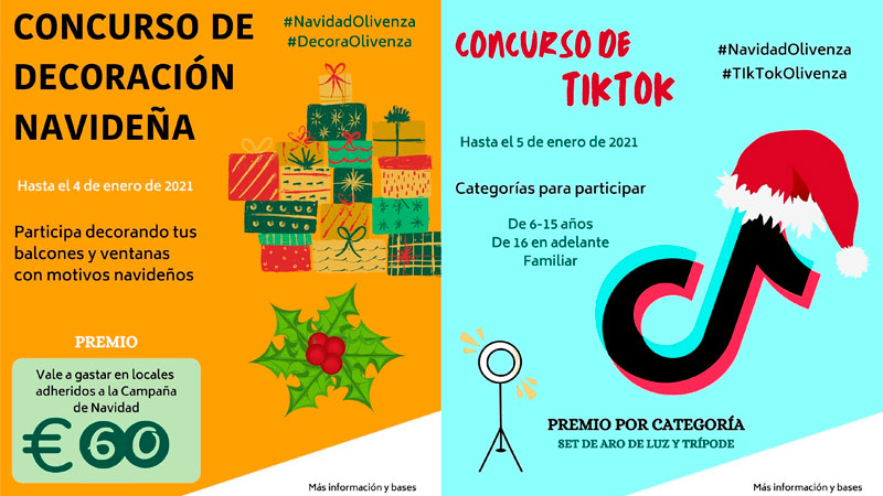 Carteles de los concursos de decoración navideña y TikTok