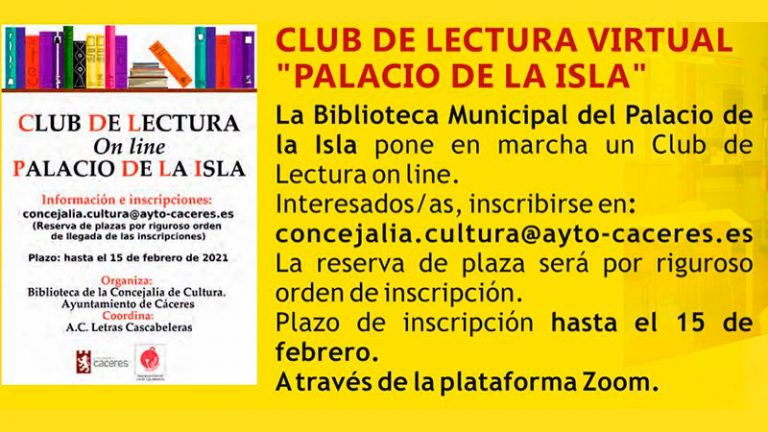 El Ayuntamiento de Cáceres organiza un club de lectura virtual