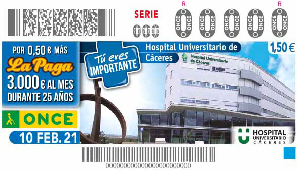Cupón dedicado al Hospital Universitario de Cáceres