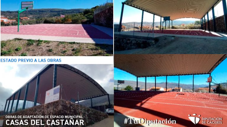 La Diputación de Cáceres remodela las pistas polideportivas de Casas del Castañar