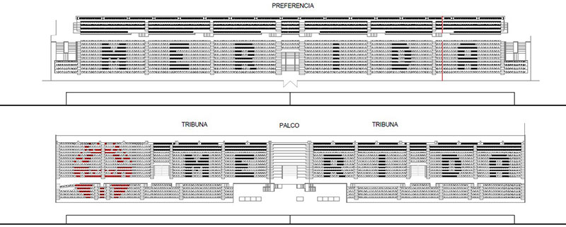 Plano de los nuevos asientos de Tribuna y Preferencia