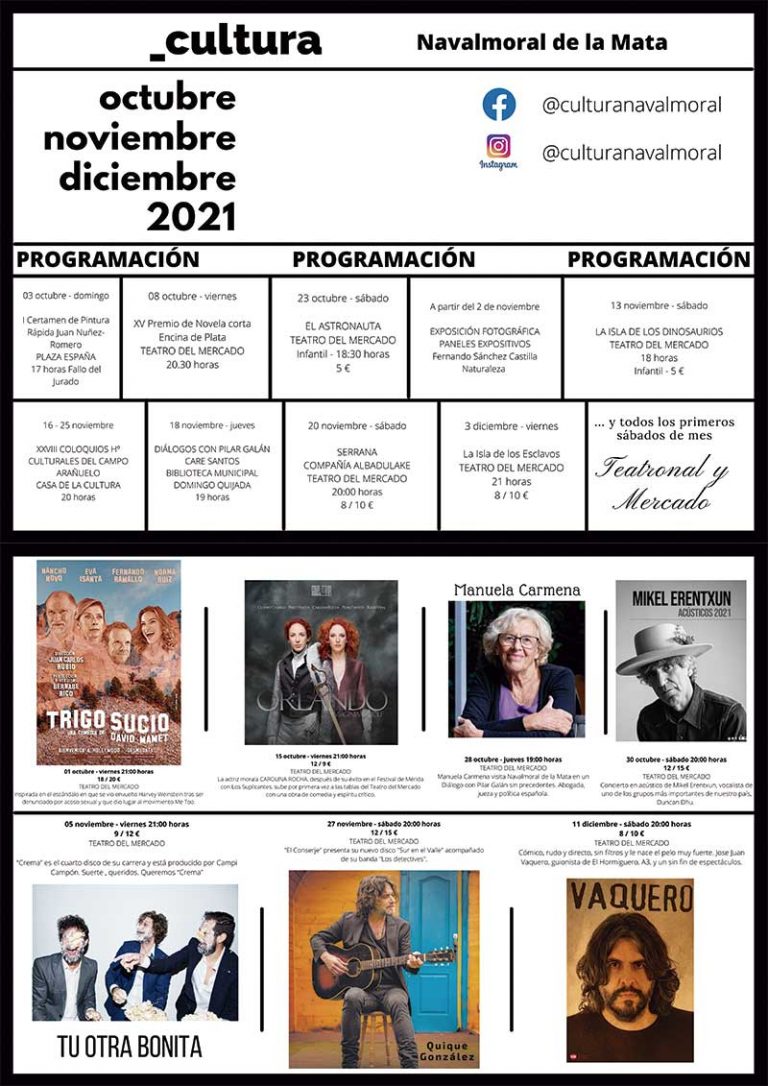 Programación cultural del Ayuntamiento de Navalmoral de la Mata. Grada 160