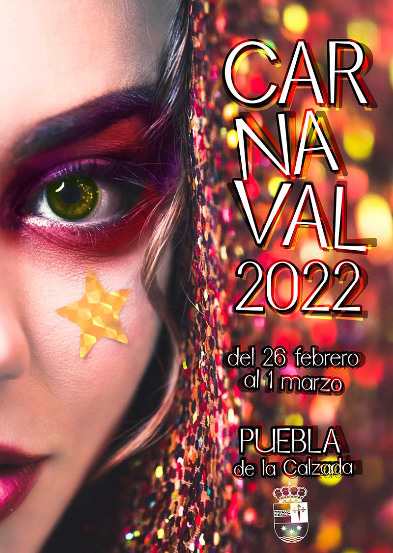 Cartel del carnaval de Puebla de la Calzada 2022