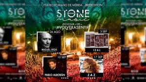 Pablo Alborán, Miguel Ríos, Izal y Zaz se incorporan al Stone & Music de Mérida