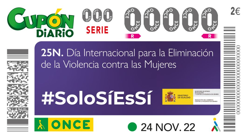 El cupón de la ONCE se suma al Día internacional de la eliminación de la violencia contra la mujer