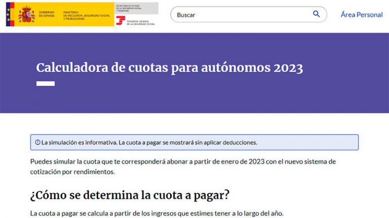 Simulador de cuotas de la Seguridad Social de autónomos. Grada 173. Cristina Alonso