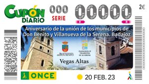 La ONCE dedica un cupón a Vegas Altas, la unión de los municipios de Don Benito y Villanueva de la Serena