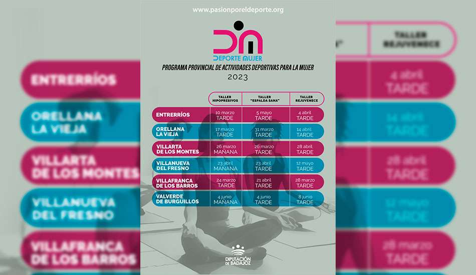 Programa de actividades deportivas para la mujer en la provincia de Badajoz