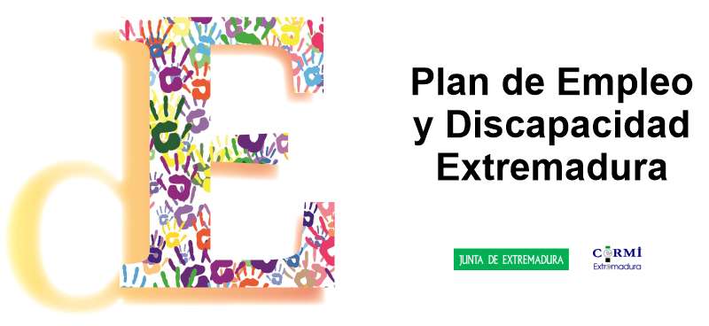 Cartel plan de empleo y discapacidad Extremadura con los logos de Cermi y junta de extremadura
