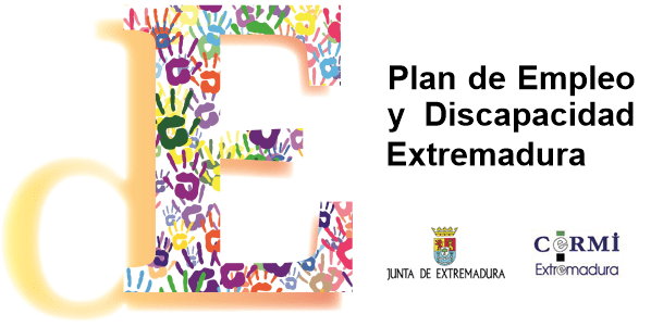 Cartel plan de empleo y discapacidad Extremadura con los logos de Cermi y junta de extremadura