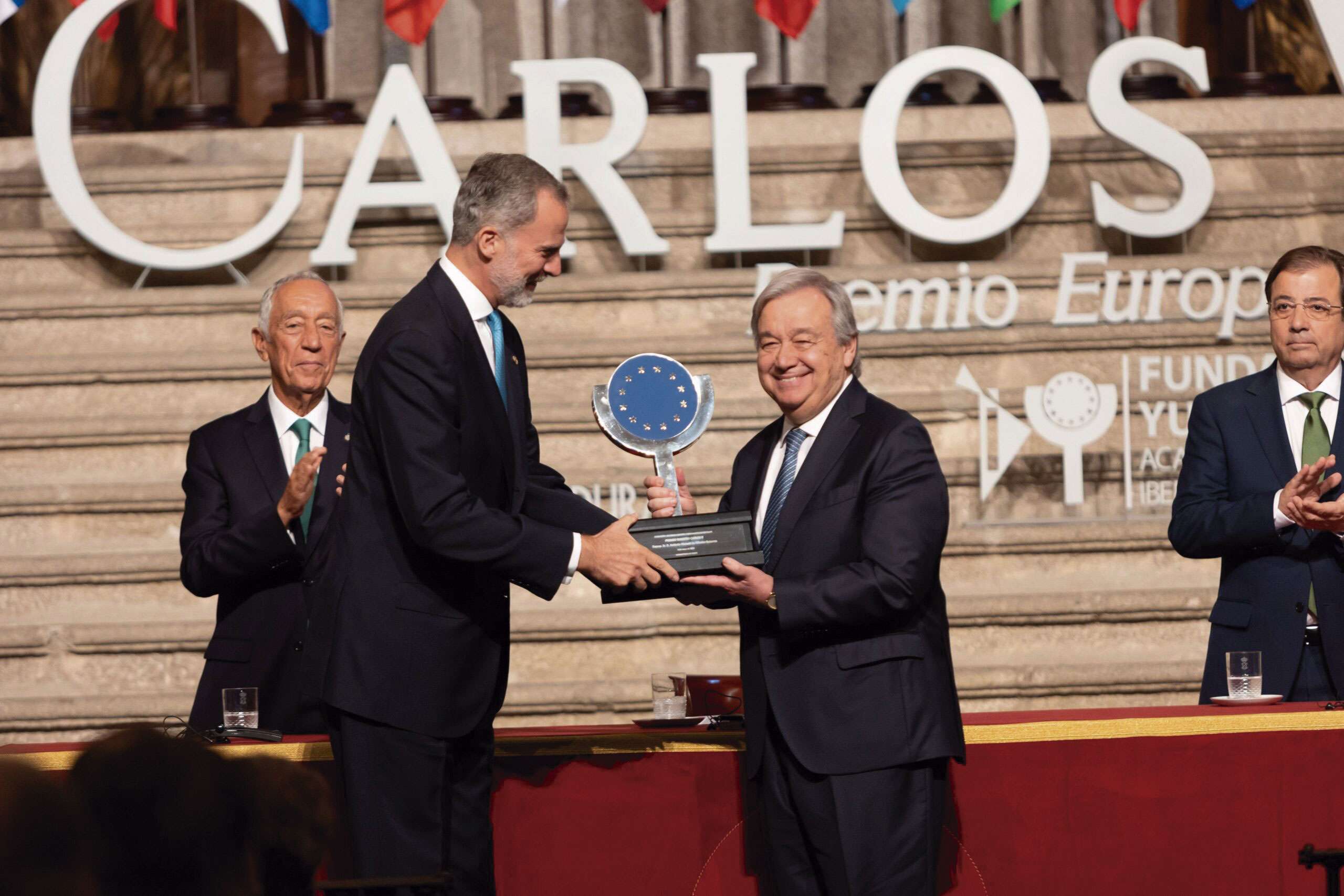 El secretario general de Naciones Unidas, António Guterres, recibe el XVI Premio Europeo Carlos V. Grada 178. Fundación Yuste