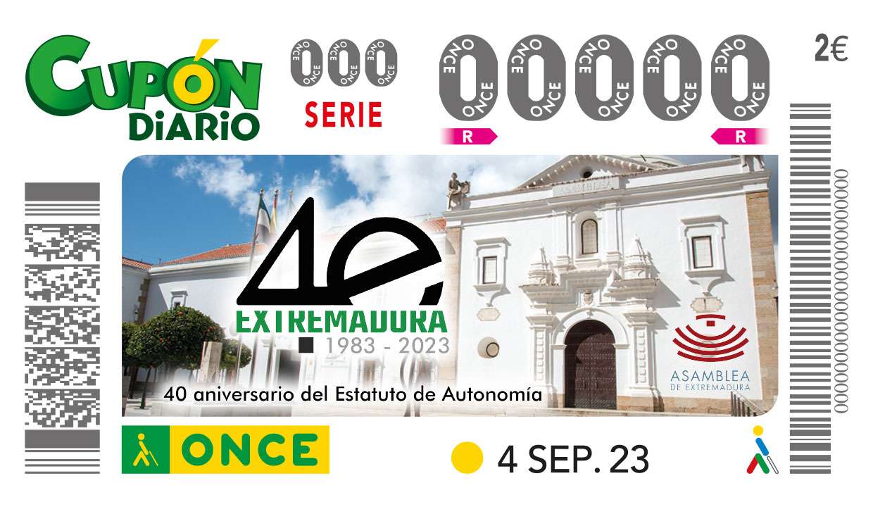Cupón conmemorativo del XL Aniversario del Estatuto de Autonomía de Extremadura