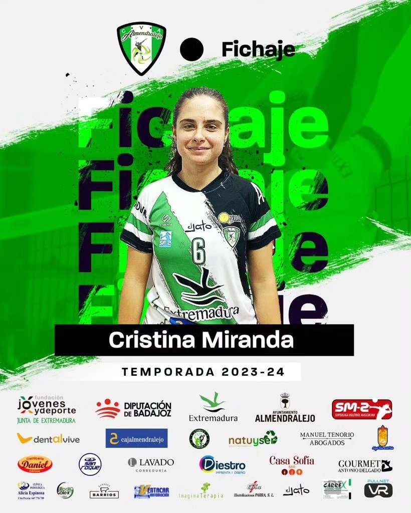 Cristina Miranda se une al Club Voleibol Almendralejo para la temporada 2023/2024, aportando garra y tesón