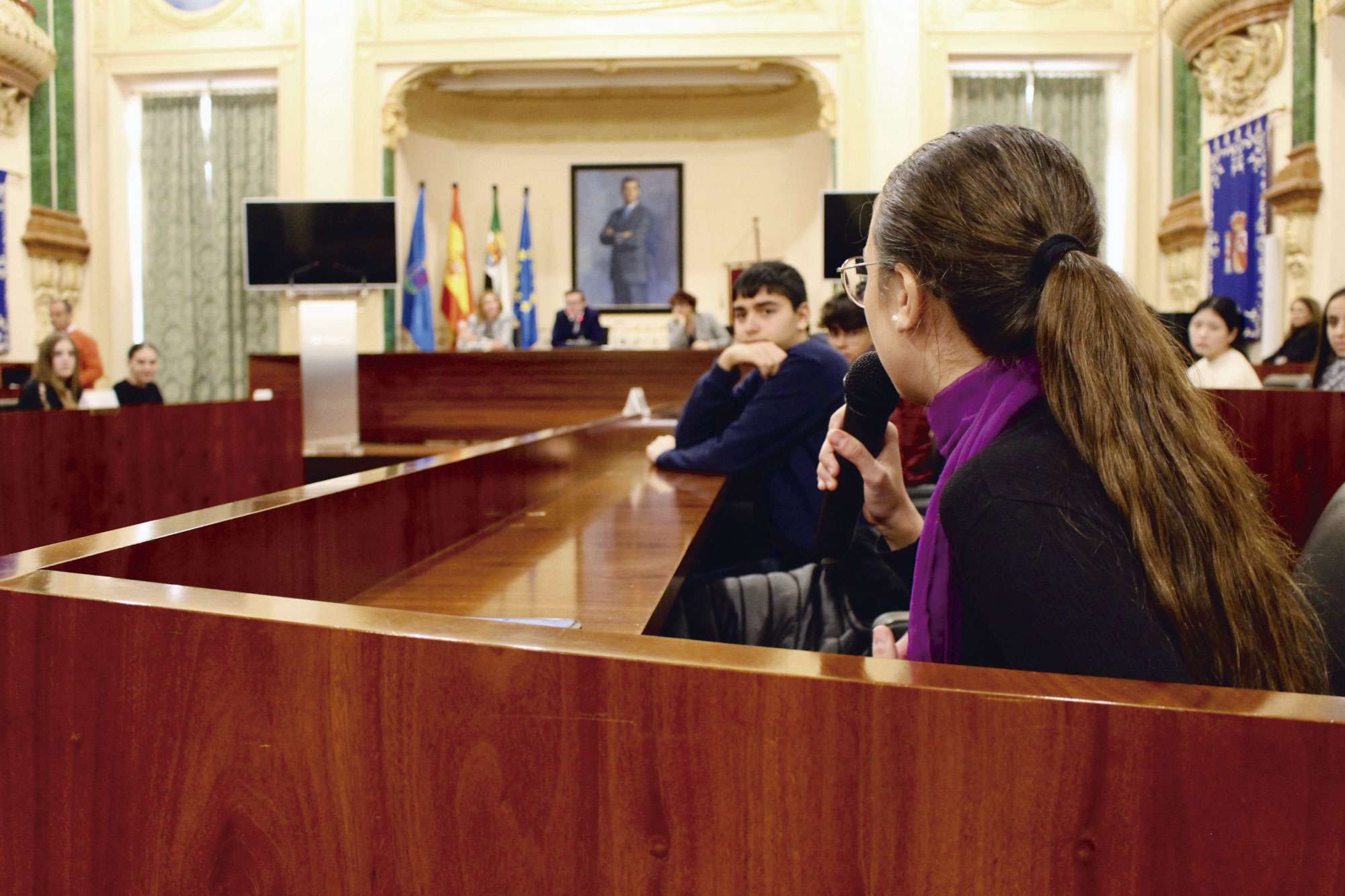 Alumnos de cuatro institutos de la provincia participan en la Diputación de Badajoz en un pleno dedicado a la violencia digital