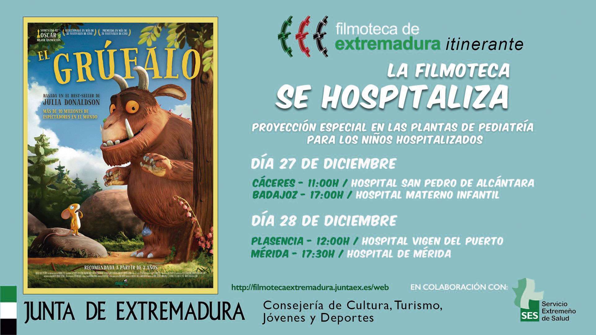 La Filmoteca de Extremadura lleva el cine a las plantas de Pediatría de los hospitales extremeños