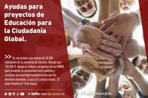 La Diputación de Cáceres convoca ayudas para proyectos de educación para la ciudadanía global