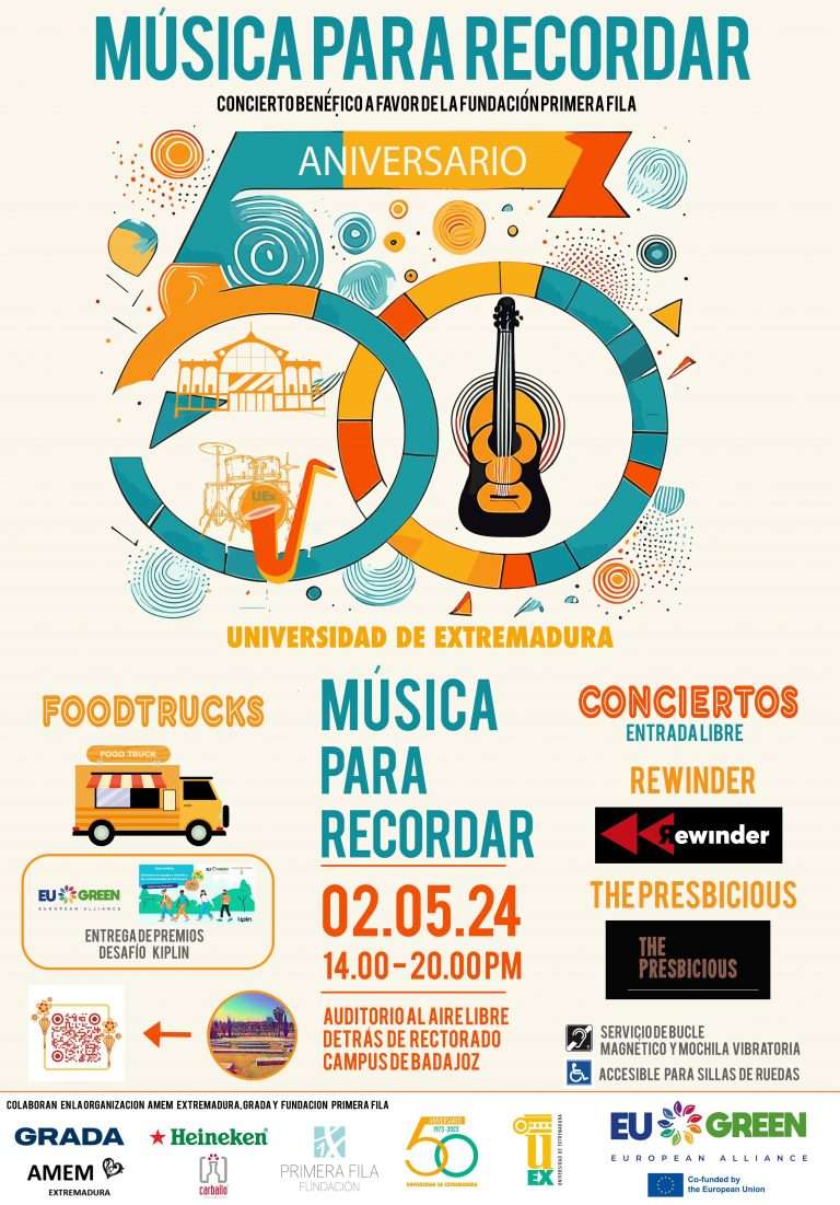 La Universidad de Extremadura celebra sus 50 años con la velada 'Música para recordar' en Badajoz, el 2 de mayo de 2024