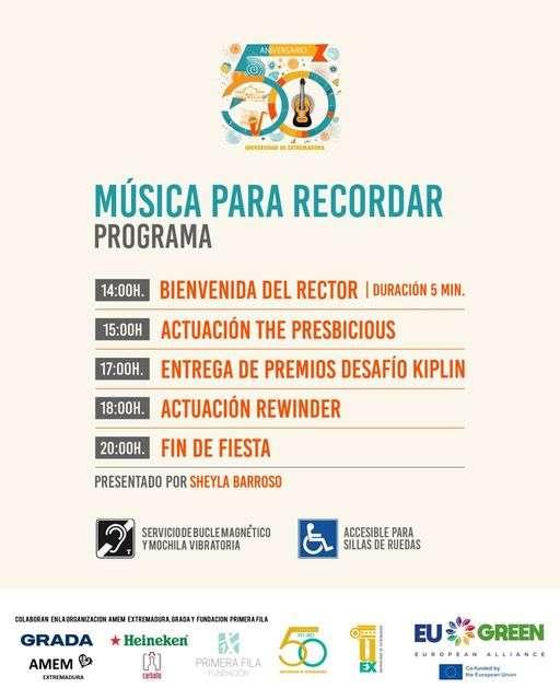 Jornada musical por el aniversario de la Universidad de Extremadura en Badajoz
