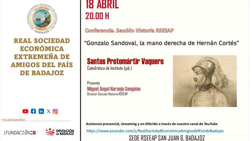 Conferencia ‘Gonzalo Sandoval, la mano derecha de Hernán Cortés’ en Badajoz