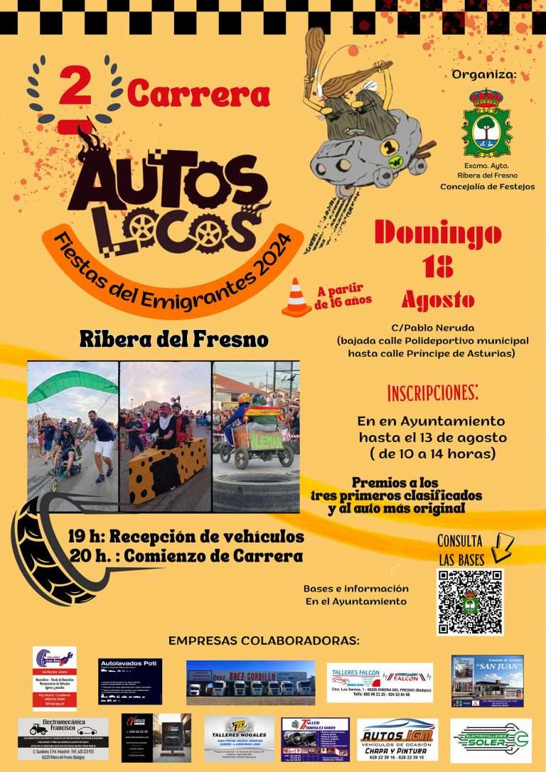 Ribera del Fresno se prepara para la II Carrera de Autos Locos en las Fiestas del Emigrante 2024