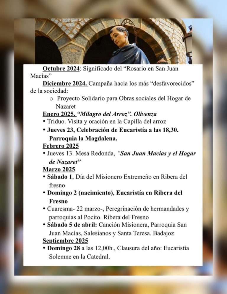 Celebración del 50º Aniversario de la canonización de San Juan Macías