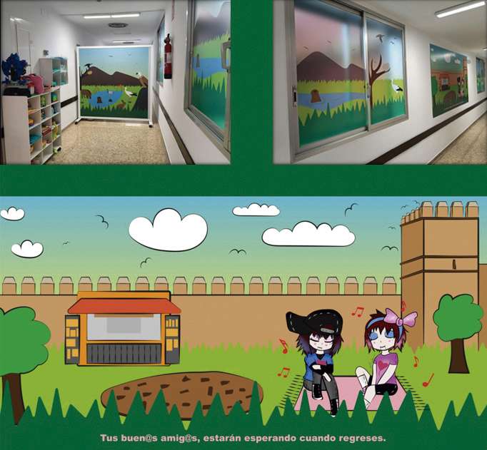 Los dibujos de la joven Lucía Schlegel Alba acompañan a los niños hospitalizados en el Materno Infantil de Badajoz