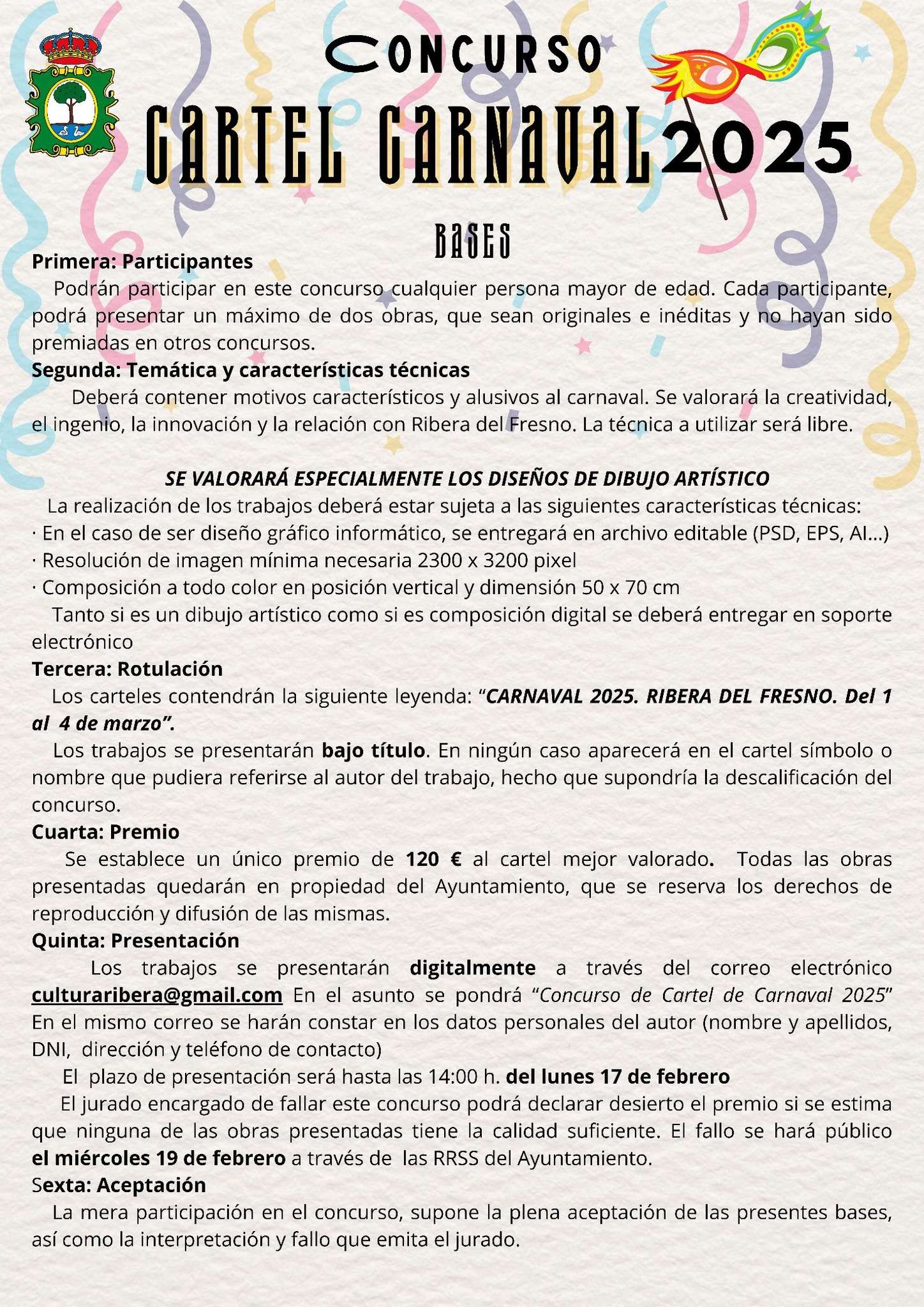 Ribera del Fresno lanza el Concurso del Cartel de Carnaval 2025