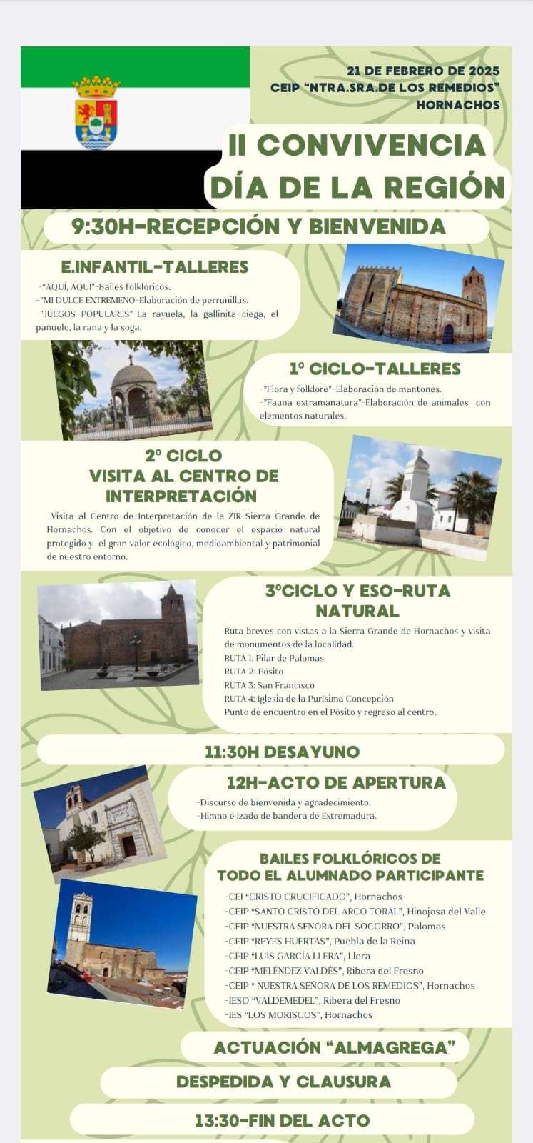 Celebración de la II Convivencia del Día de la Región en el colegio 'Nuestra Señora de los Remedios' de Hornachos