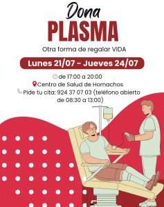 Hornachos se suma a la solidaridad con una nueva campaña de donación de plasma del 21 al 24 de julio