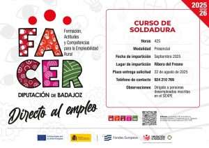 Abierto el plazo de inscripción para un curso de soldadura en Ribera del Fresno dirigido a personas desempleadas