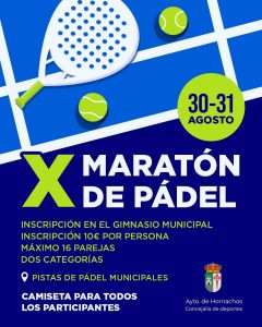Hornachos acoge su X Maratón de Pádel los días 30 y 31 de agosto