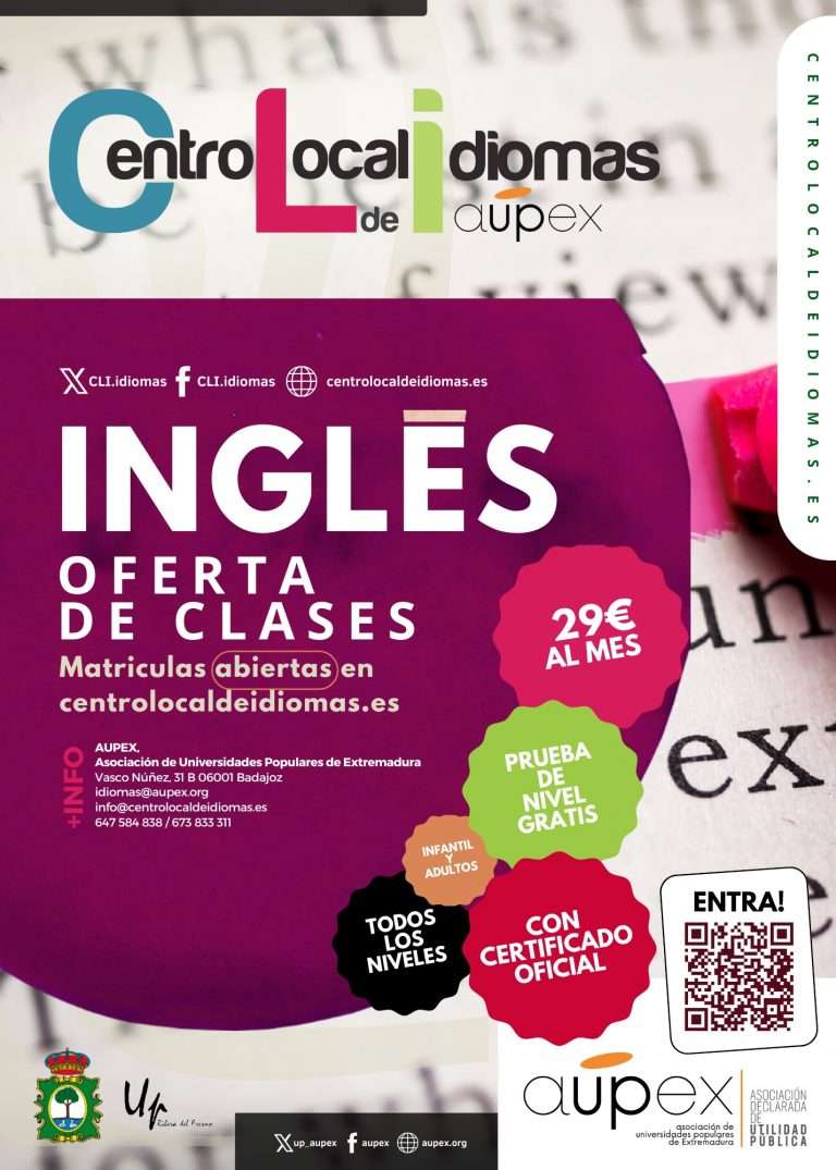 El Centro Local de Idiomas de Aupex abre el plazo de matrícula para el curso 2025/2026 en Ribera del Fresno