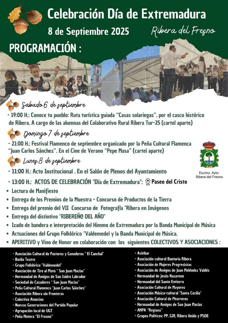 Ribera del Fresno se prepara para celebrar el Día de Extremadura con un programa cultural y festivo