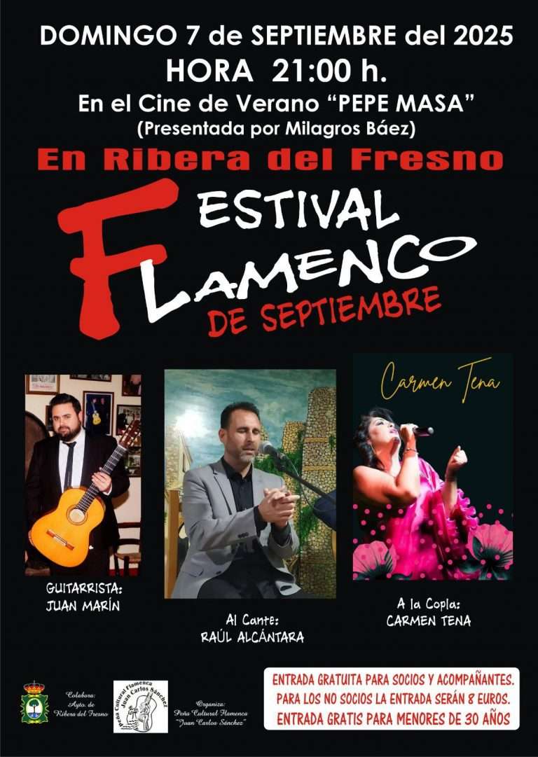 Raúl Alcántara, Carmen Tena y Juan Marín, protagonistas del Festival Flamenco ribereño