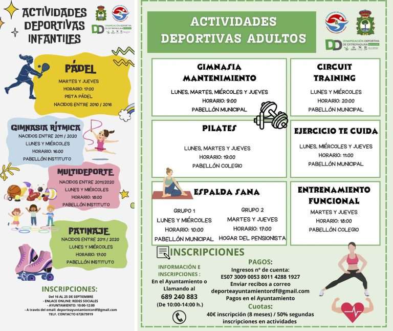 Ribera del Fresno abre inscripciones para las actividades físico-deportivas de la nueva temporada