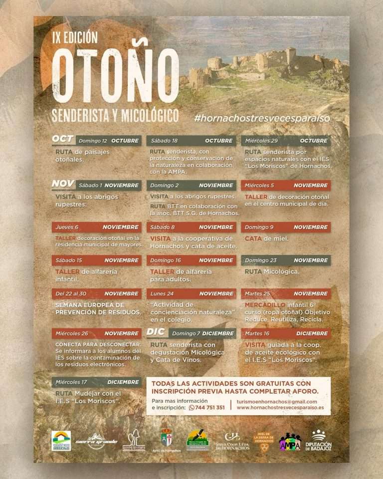 Hornachos celebra el IX Otoño Senderista y Micológico con actividades para todas las edades y una agenda marcada por la sostenibilidad