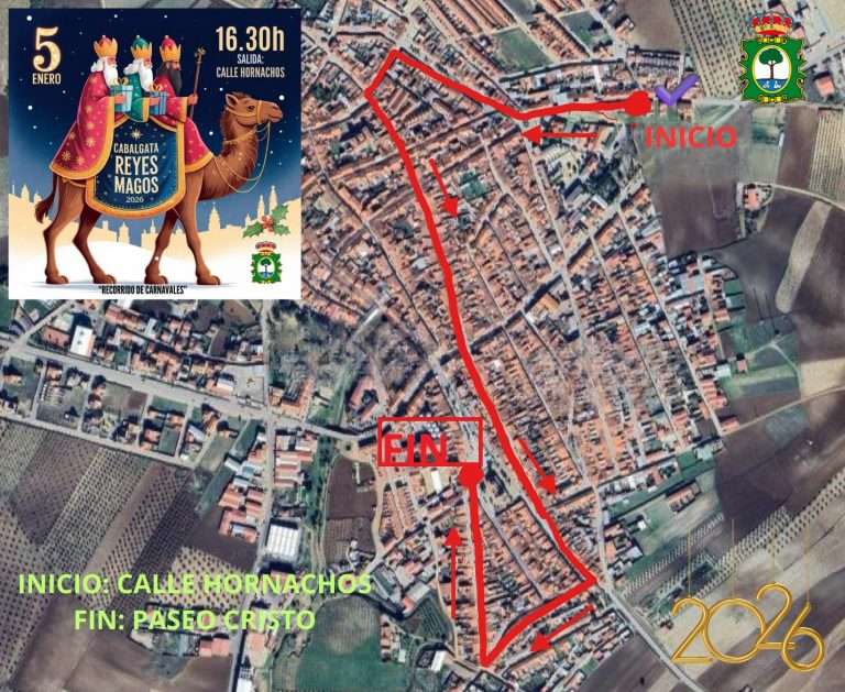 Ribera del Fresno publica el recorrido de la Cabalgata de Reyes y anuncia restricciones de tráfico por motivos de seguridad