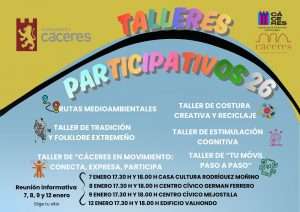 El Ayuntamiento de Cáceres programa nuevos talleres culturales abiertos a la ciudadanía