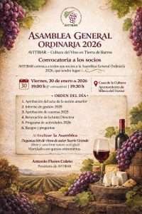 Avitibar convoca la asamblea general ordinaria de 2026: renovación de la junta directiva y degustación de vinos en la Casa de la Cultura