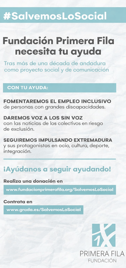 Banner Fundación Primera Fila necesita tu ayuda. (Ir a la web)