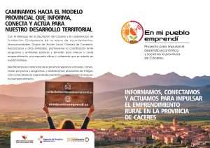 La Diputación de Cáceres impulsa el programa 'En mi pueblo emprendí' para combatir la despoblación rural