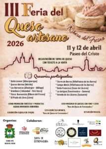 Ribera del Fresno celebrará los días 11 y 12 de abril la III Feria del Queso Artesano, consolidada ya en el calendario gastronómico regional